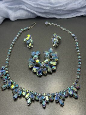 Vintage Continental Full Parure Blue Crystal set #71set